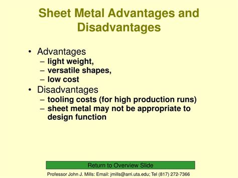 disadvantages of sheet metal